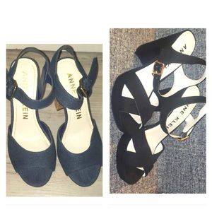 2 pair of heels- Anne Klein color:blue & black.  size 7